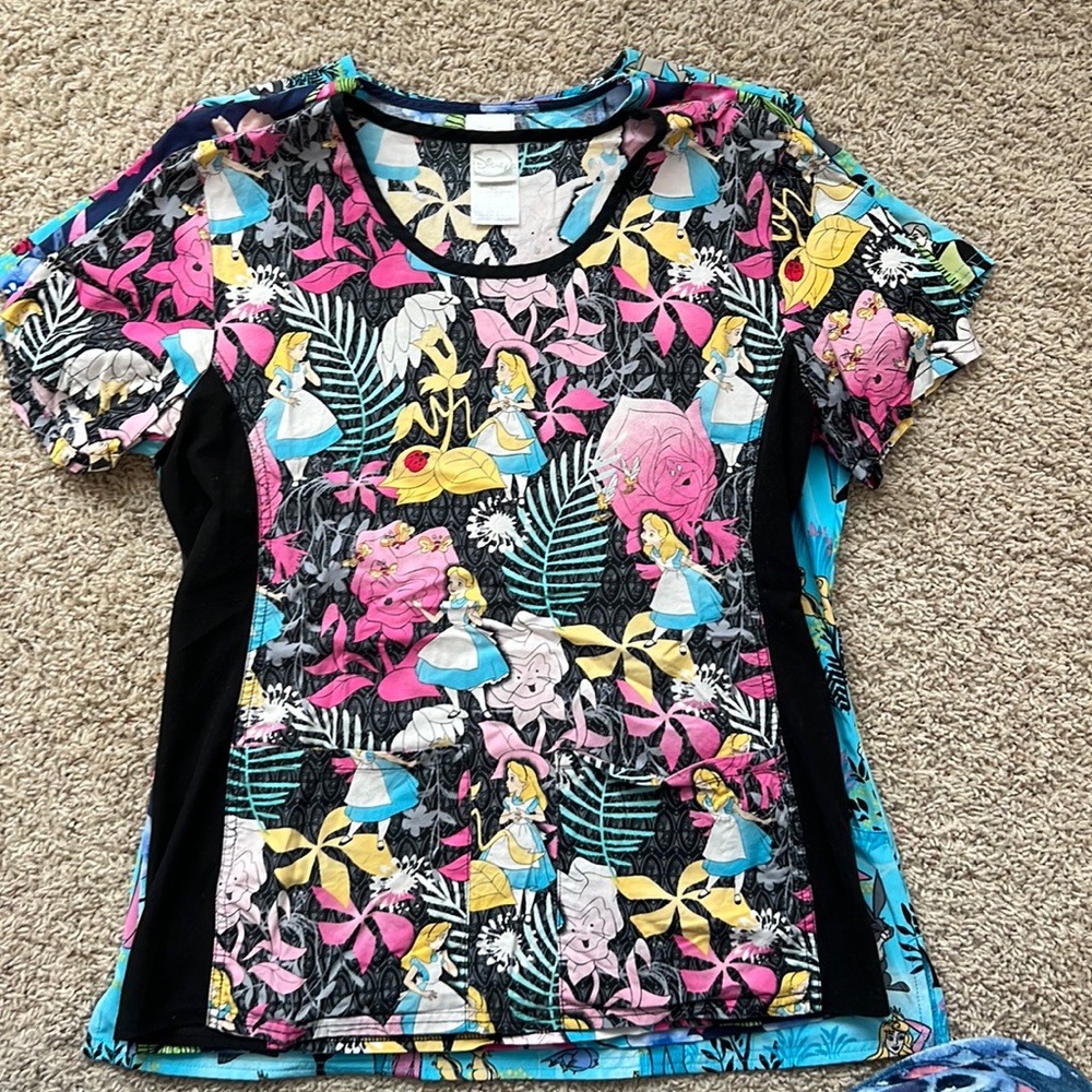 Alice in wonderland scrub top